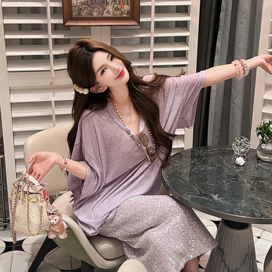 GUIDI GUDI【十色彩虹】黄加蓝百搭简约时尚短袖T恤