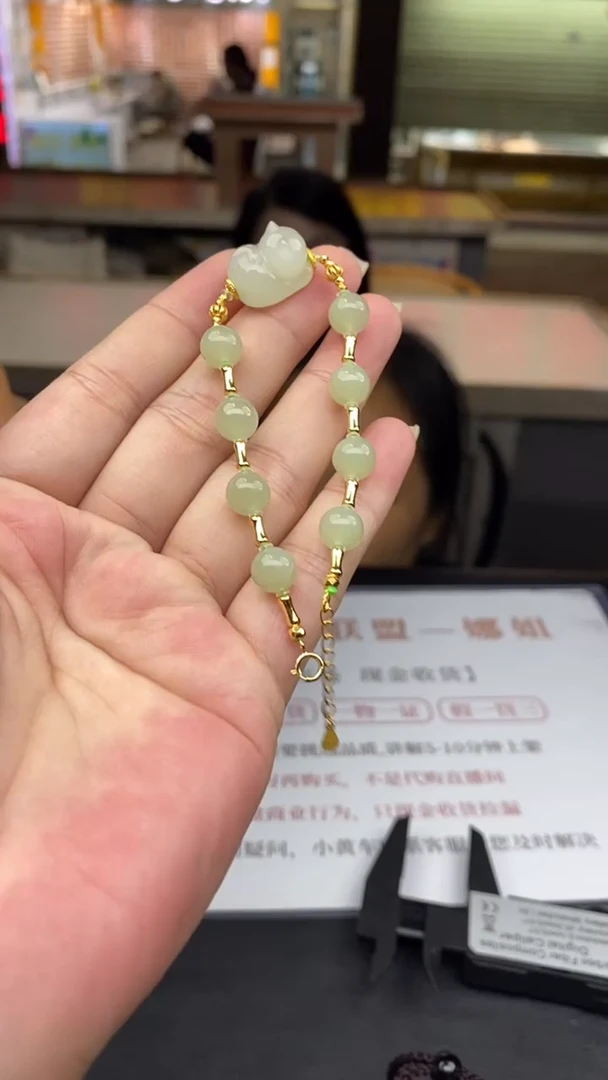 银S925镶嵌手链和田玉多样性发其一-手串-S4629