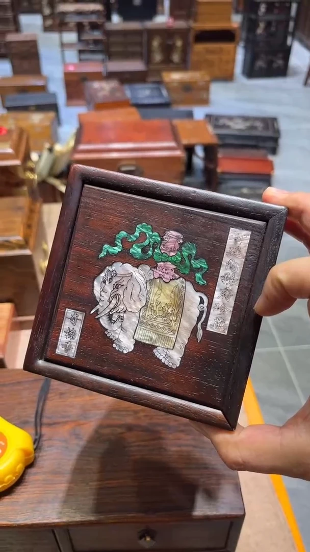 木吉祥如意方形抽拉盒