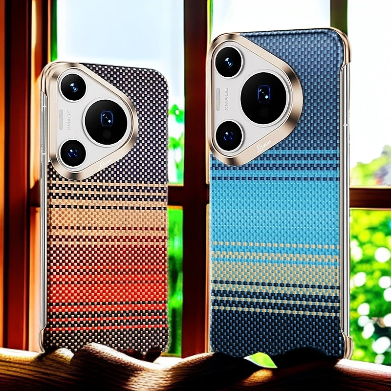 华为pura70pro凯夫拉编织纹理全包防摔适用Pura70系列手机壳时尚+