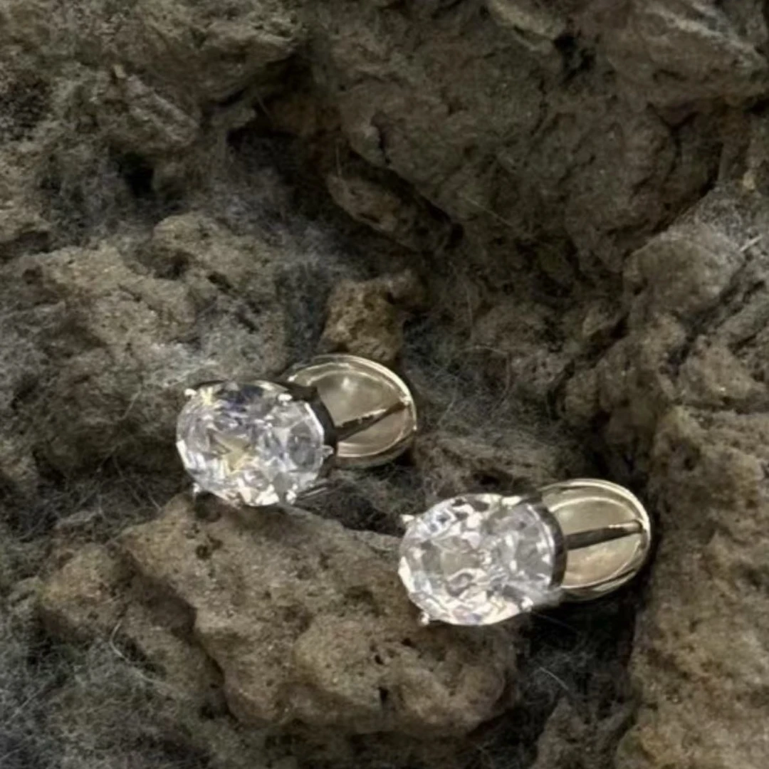 925银耳饰 E1887  简韩锆石耳扣