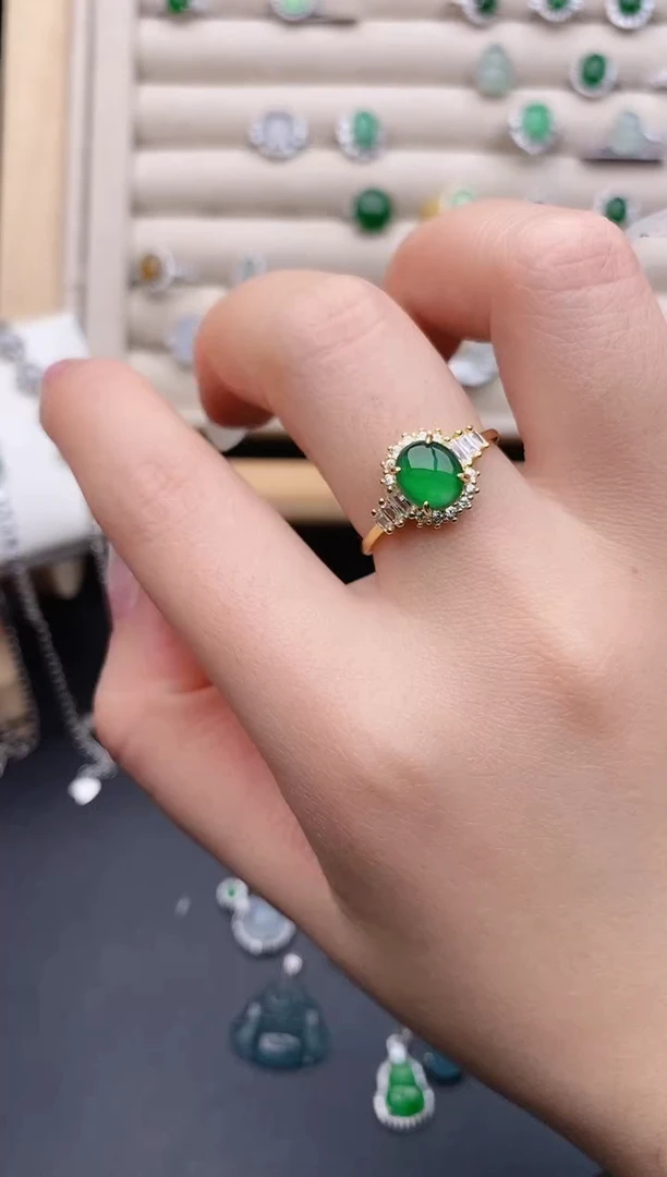 银S925镶嵌戒指翡翠0