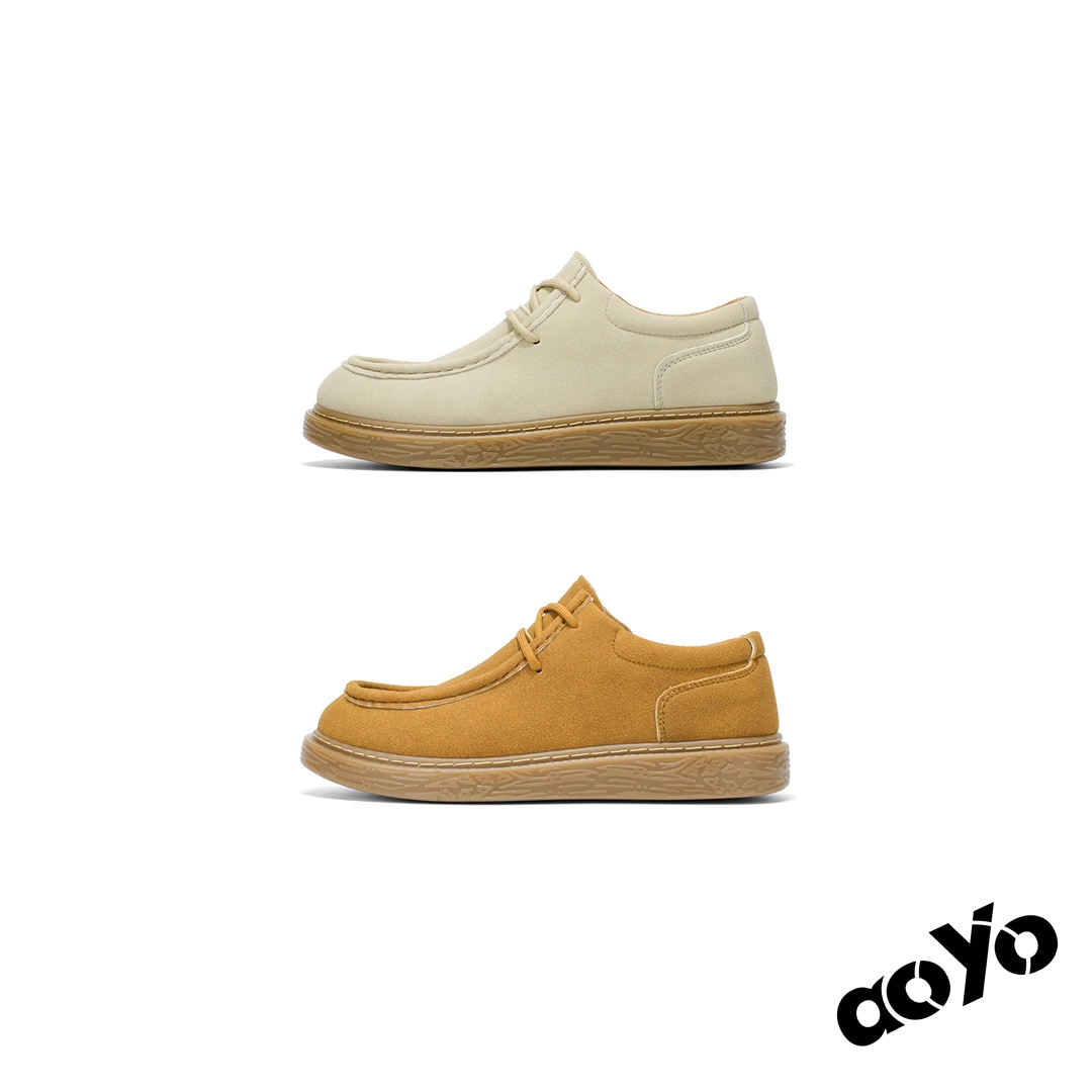 aoyo秋冬新款复古老钱风袋鼠鞋厚底增高休闲乐福鞋男士潮流板鞋