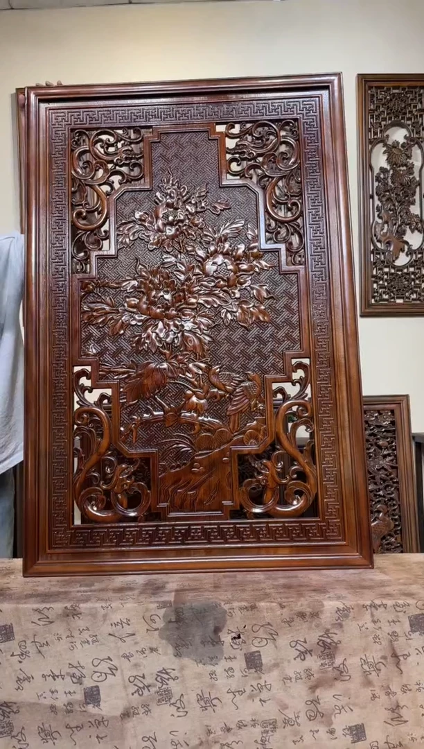 香樟木单片尺寸120*80花开富贵