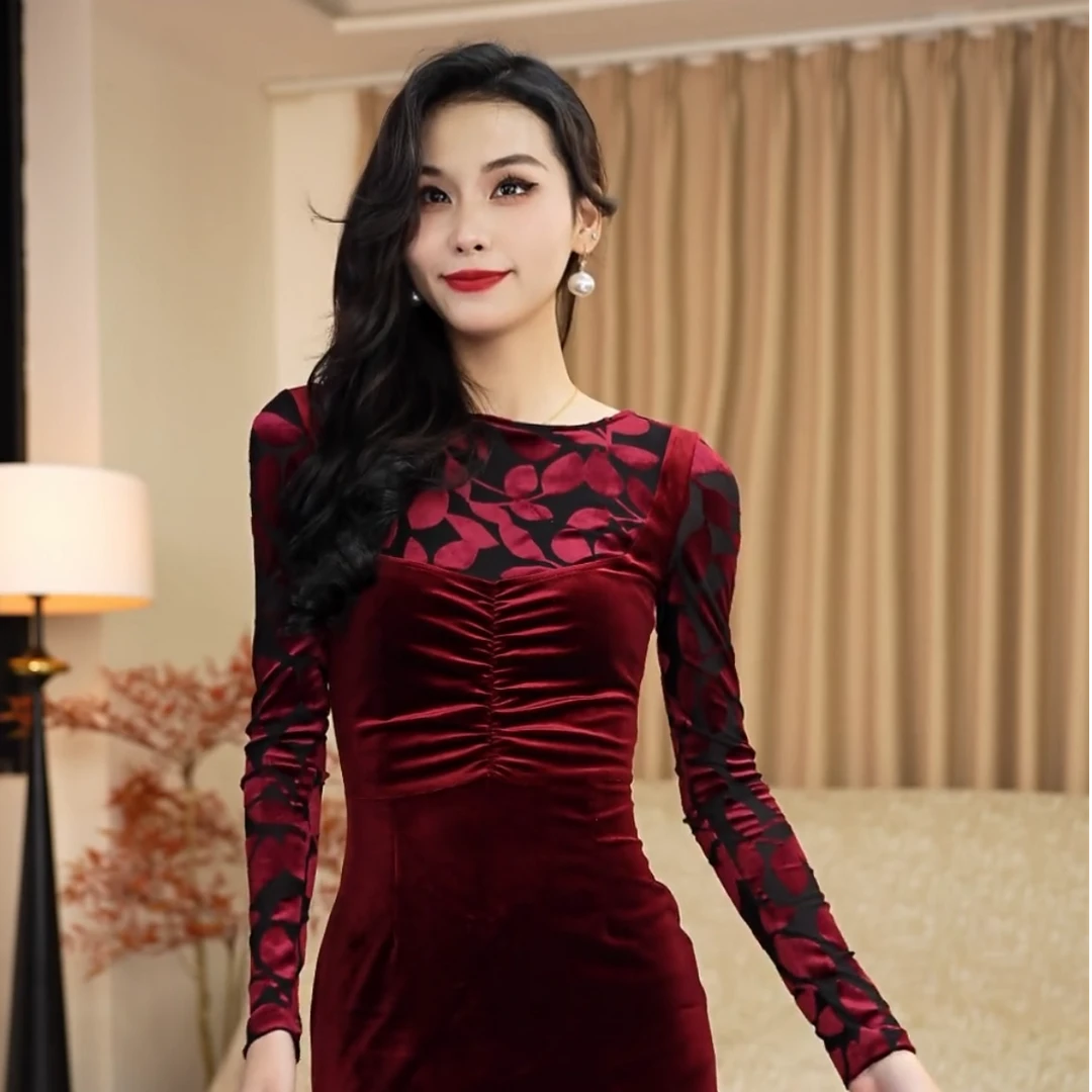 【安安】法式小香风连衣裙秋冬收腰高级感连衣裙8324