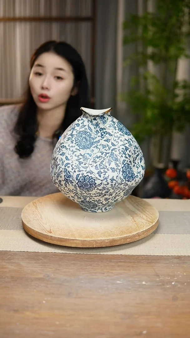 【闪购商品】陶瓷 花器青花瓷缠枝莲大肚