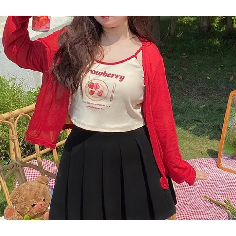 夏季新款女法式内搭打底草莓印花小背心小吊带无袖上衣YX401