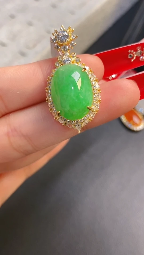 银S925镶嵌戒指翡翠天然