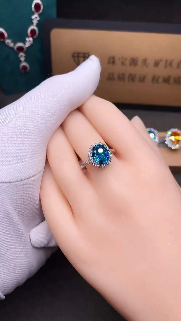 银S925镶嵌戒指帕拉依巴碧玺....