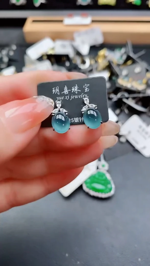 银S925镶嵌戒指翡翠1