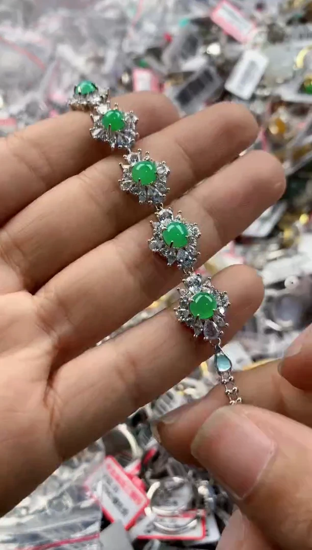 银S925镶嵌戒指翡翠999----1
