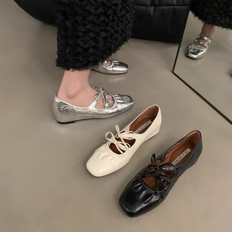 【娜菲专属】内增高银色玛丽珍单鞋女鞋子夏季配裙子蝴蝶结晚晚鞋