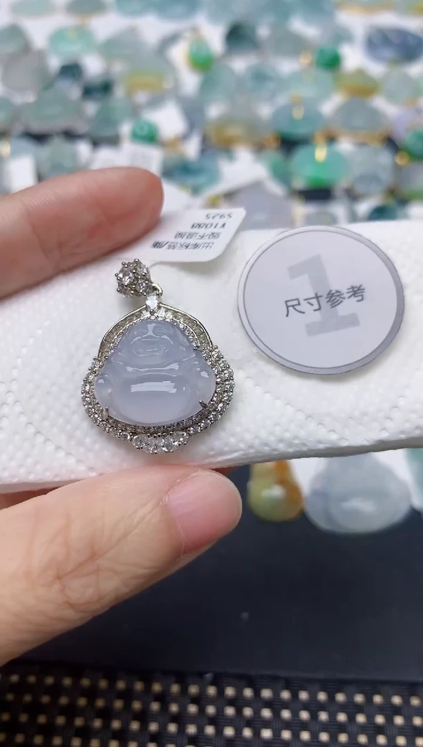 颈饰银S925镶嵌翡翠天然缅甸A货翡翠