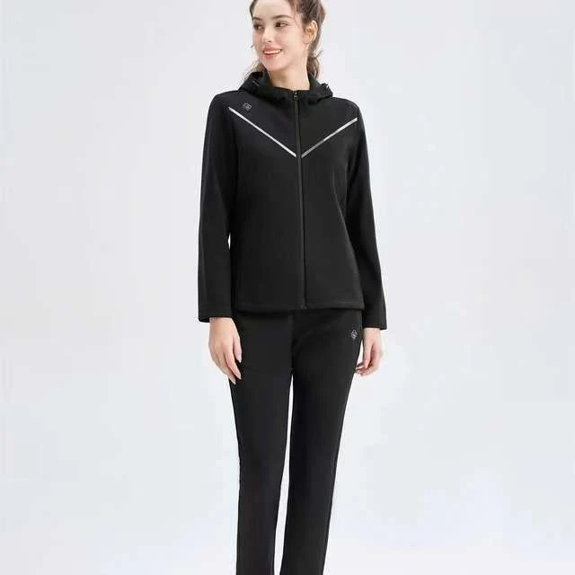 （8820)女款加绒外套气质长袖运动时尚休闲女士黑色修身