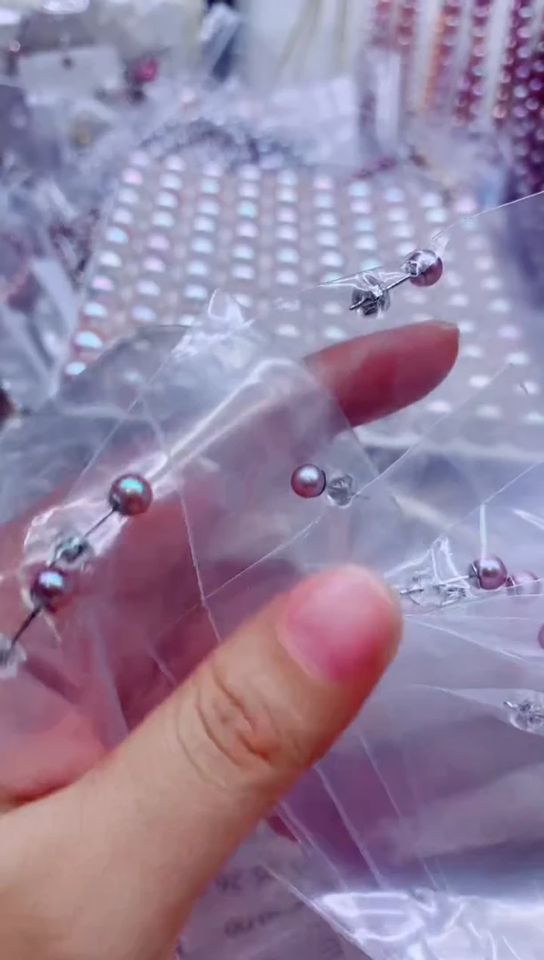 银S925镶嵌淡水珍珠耳钉多样性发其一，非无暇