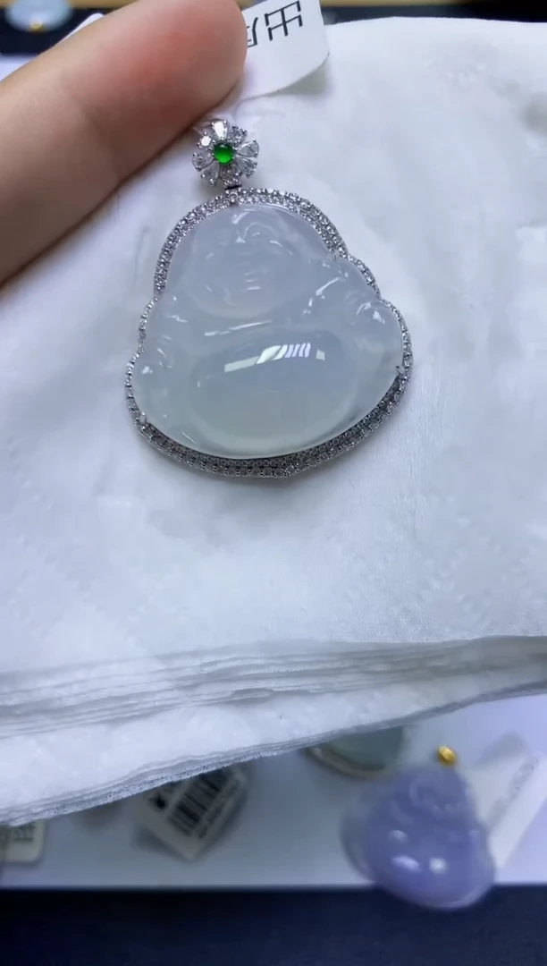 翡翠18K金镶嵌颈饰天然缅甸翡翠A货百元以上9元证书费自理