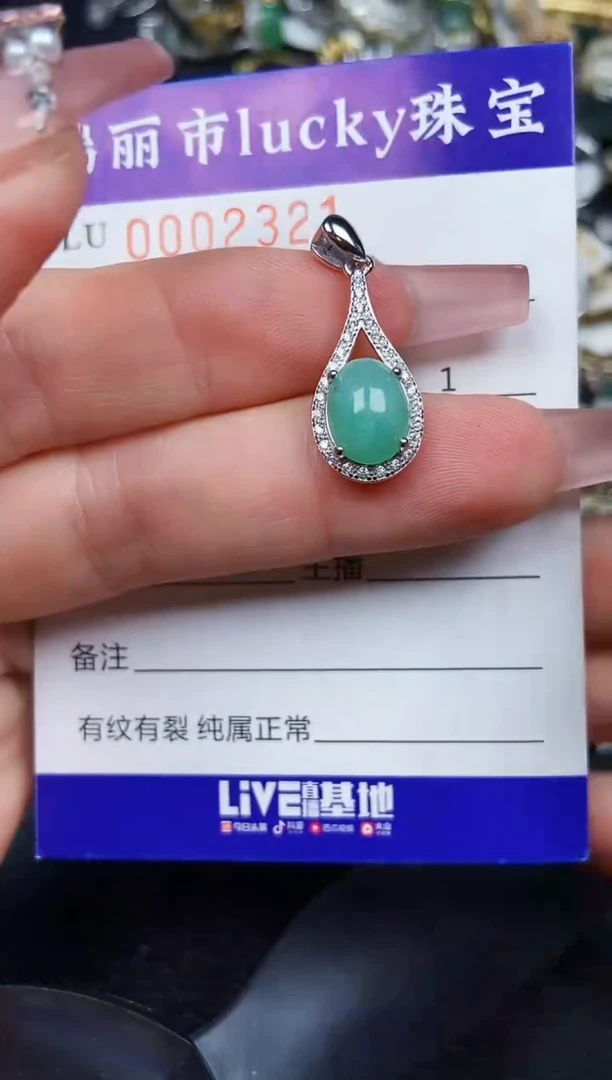 翡翠银S925镶嵌颈饰2321