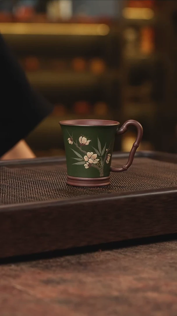 宜兴紫砂双色竹节杯