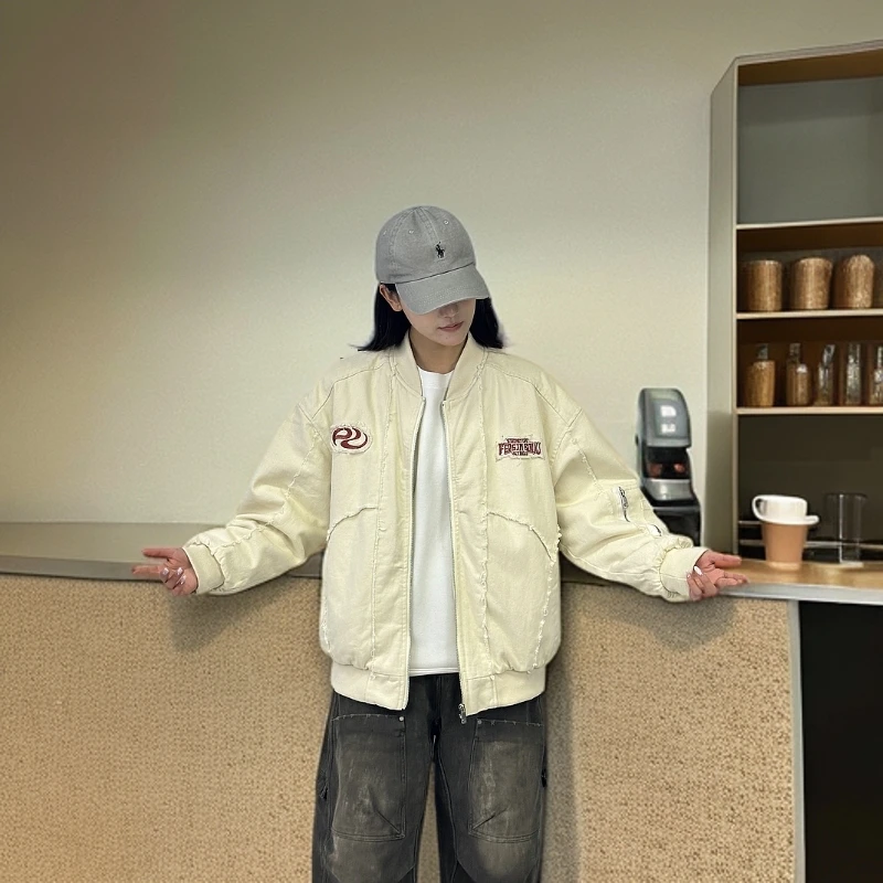 24553/牛仔加厚潮牌外套冬款时尚休闲男女同款