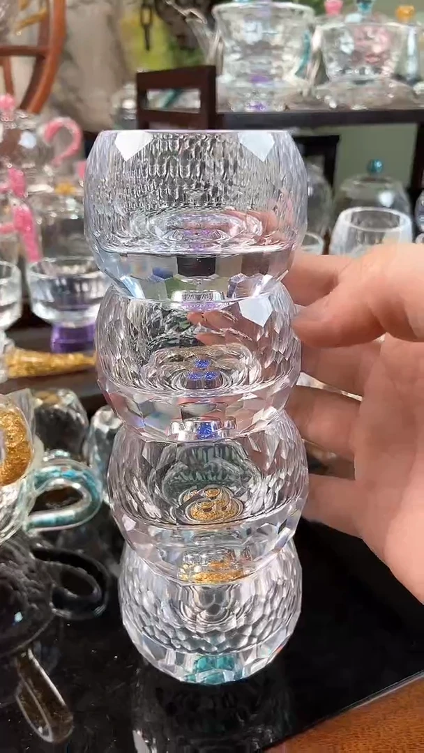 【闪购商品】紫色+蓝色+金箔+绿色球形茶碗4个装