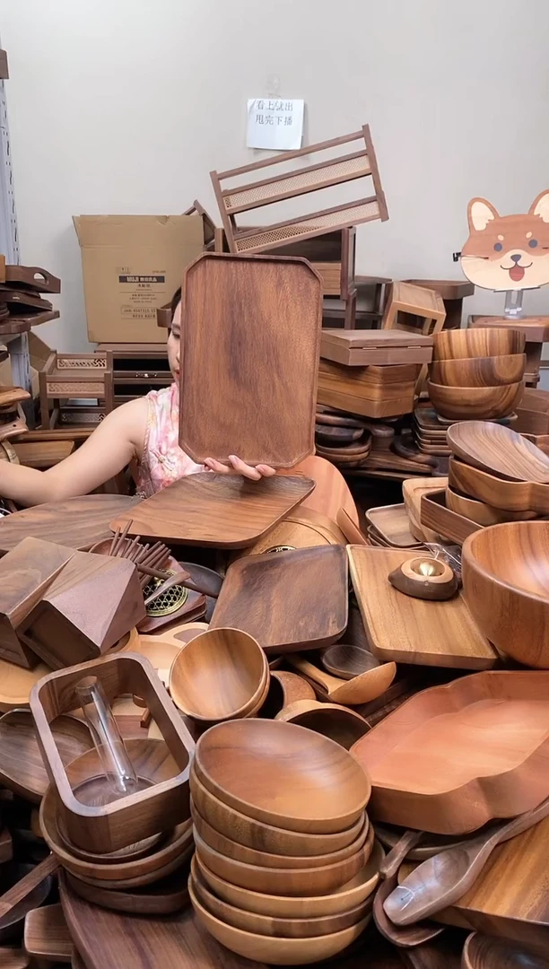 木  南美胡桃木八角长方盘30*20*2cm  整木