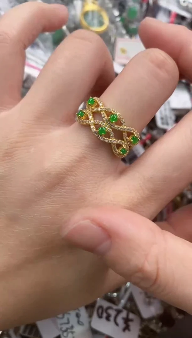 银S925镶嵌戒指翡翠2222      2