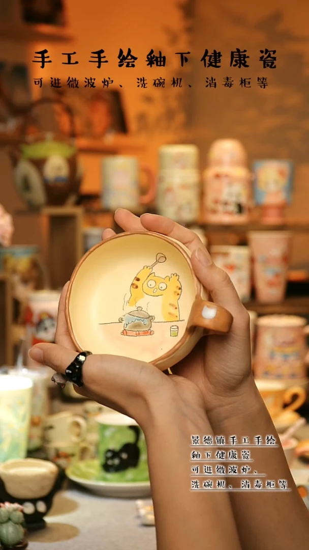 【闪购商品】杯陶瓷景德镇高温釉下彩&A875