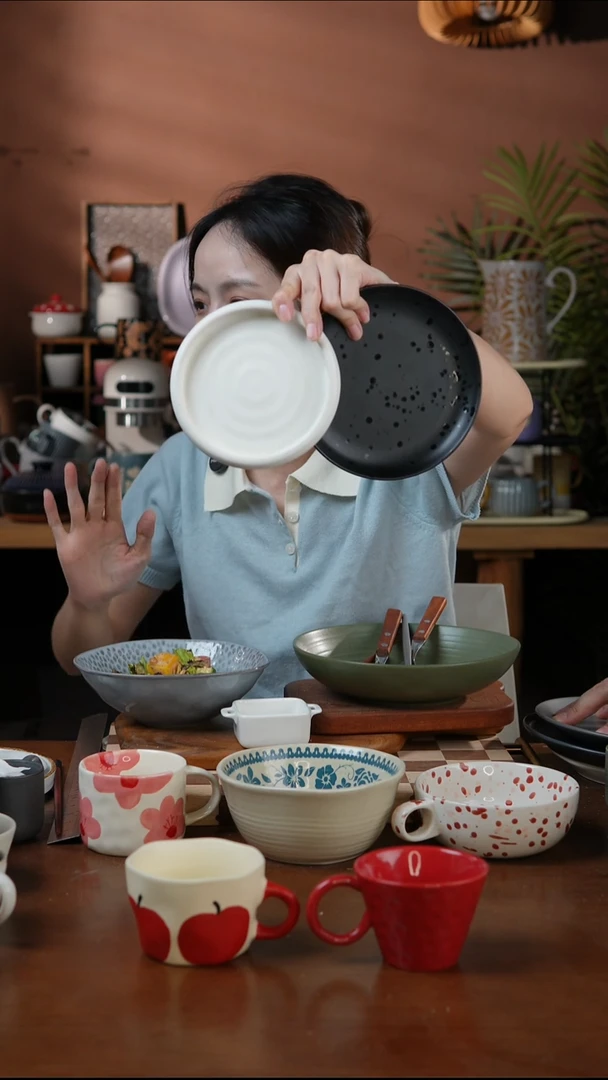 瓷片2个装黑白小盘 微瑕 凑满20发货