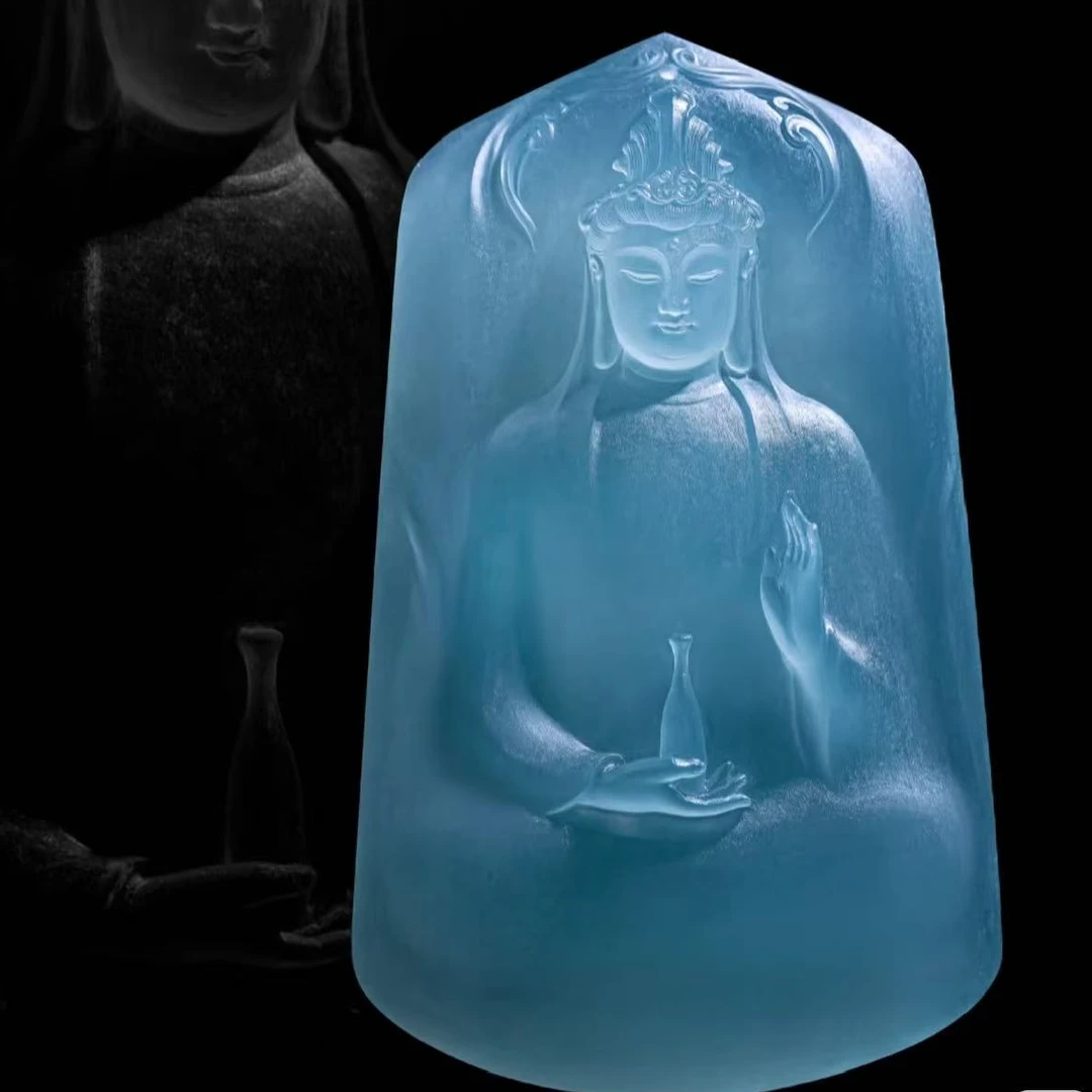 玻璃种天空蓝 素衣观音 缅甸天然A货翡翠