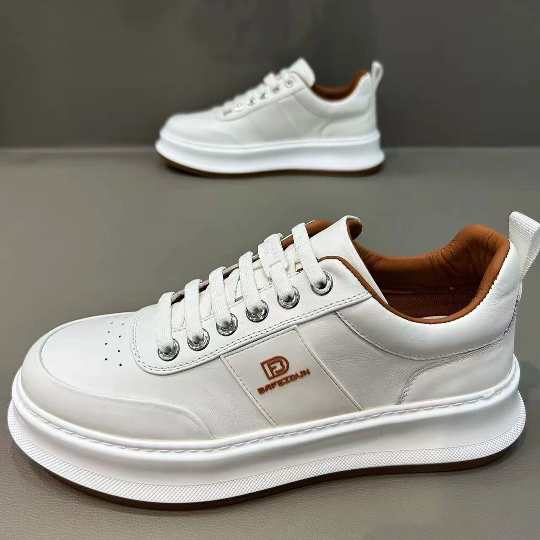 广州男鞋真皮休闲小白鞋男时尚百搭舒适简约运动鞋拼色轻便鞋子男