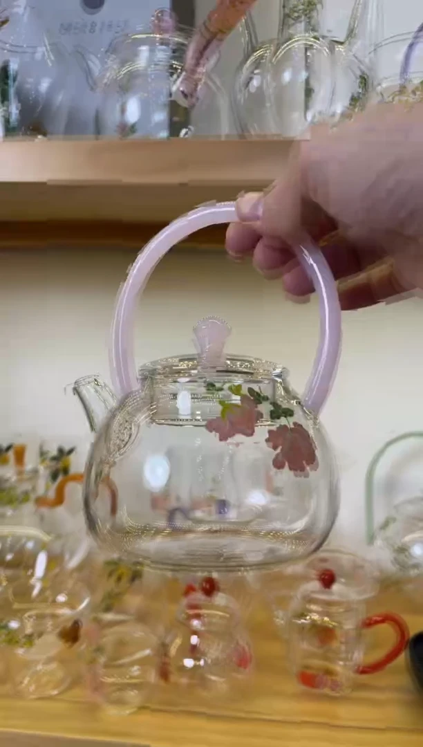 粉色提梁壶荷香壶