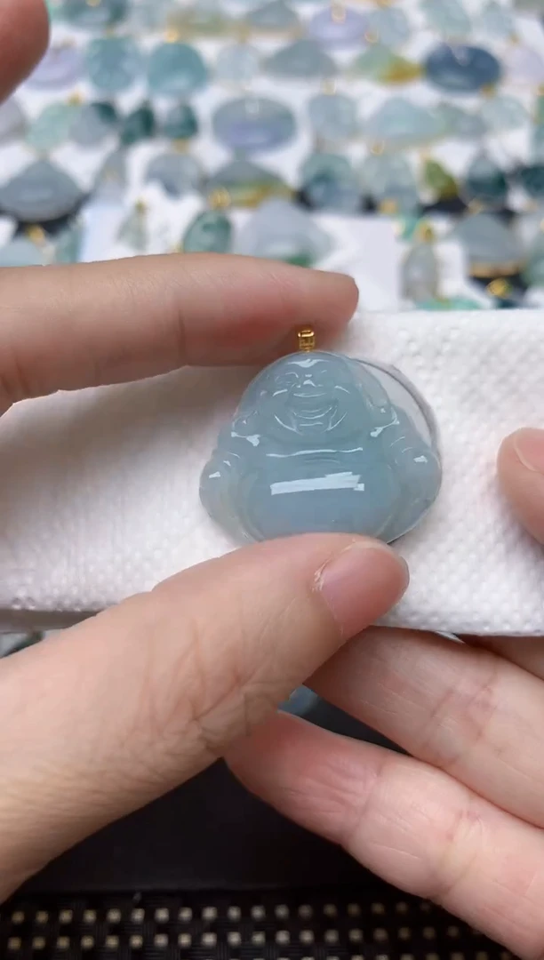 颈饰18K金镶嵌翡翠天然缅甸A货翡翠