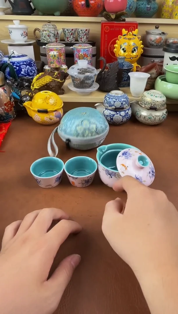 陶瓷茶具摆件旅行套组