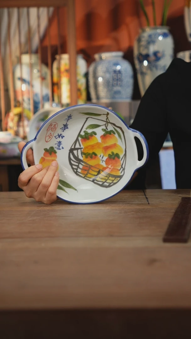 瓷片【简家甄选】景德镇设计师釉下手绘陶瓷餐具