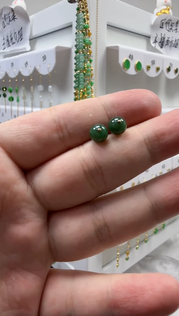 18K金镶嵌翡翠耳饰缅甸天然A货翡翠