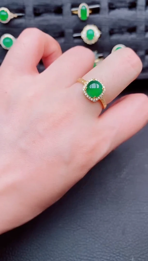 翡翠戒指银S925镶嵌天然a货翡翠110