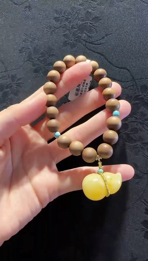 手串蜜蜡18K金镶嵌葫芦