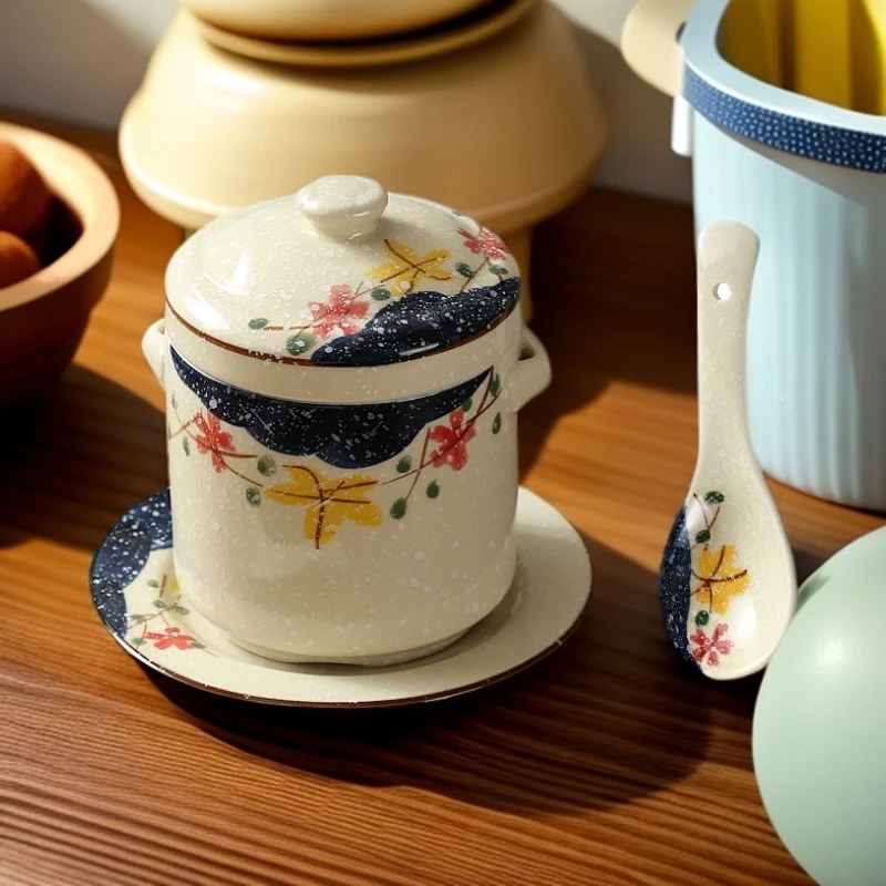 陶瓷隔水炖盅带盖双盖双耳炖燕窝盅蒸蛋盅炖罐家用内胆大小炖盅碗