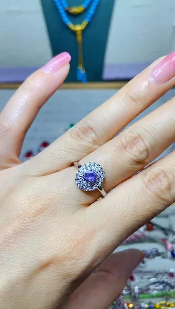 银S925镶嵌耳饰紫晶1