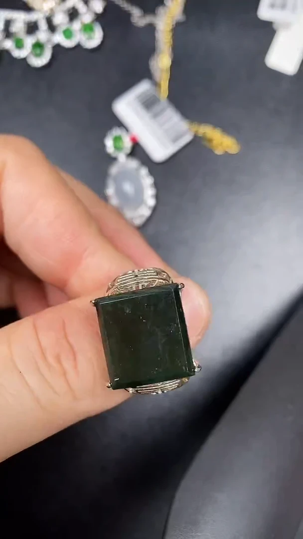 银S925镶嵌戒指翡翠3920