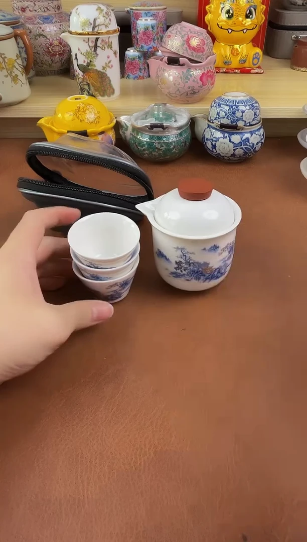 陶瓷茶具摆件旅行套组