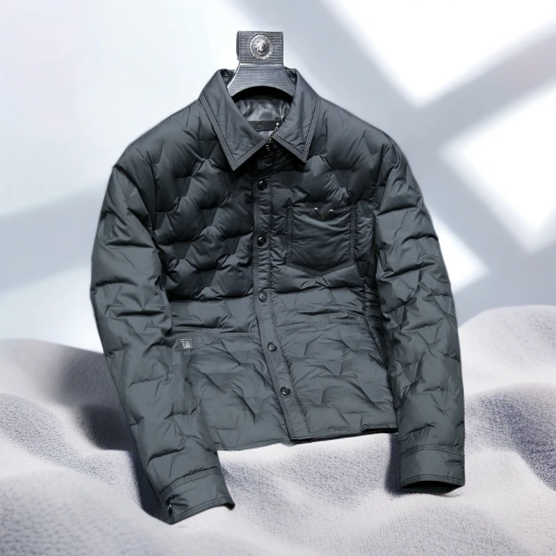 宾斯洛特时尚休闲轻薄款翻领夹克羽绒服男秋冬季新款白鸭绒外套