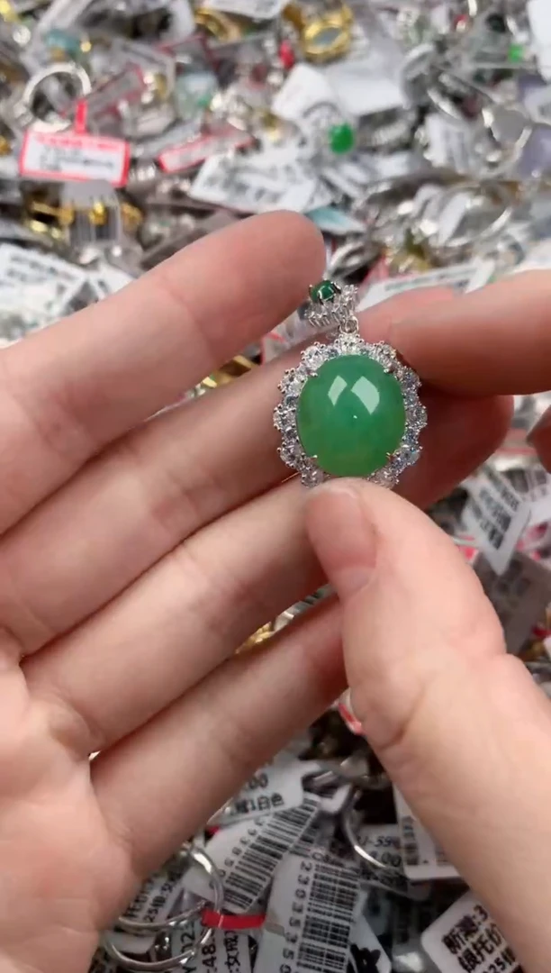 银S925镶嵌戒指翡翠18        2