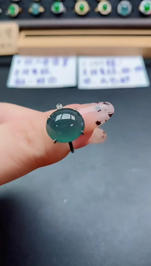 银S925镶嵌戒指翡翠1