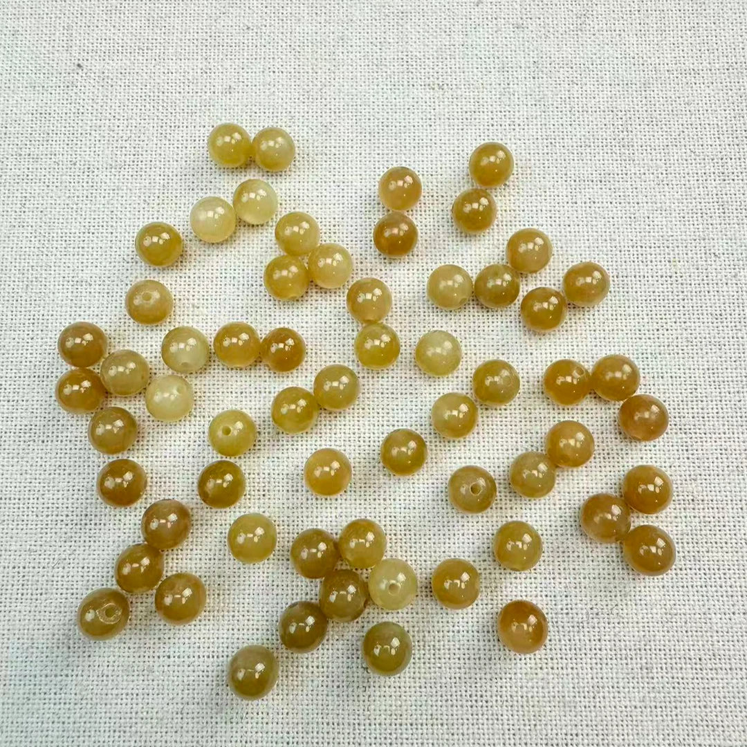 6mm和田玉阿尔金山糖玉圆珠【2颗】多样性发货-HT2031