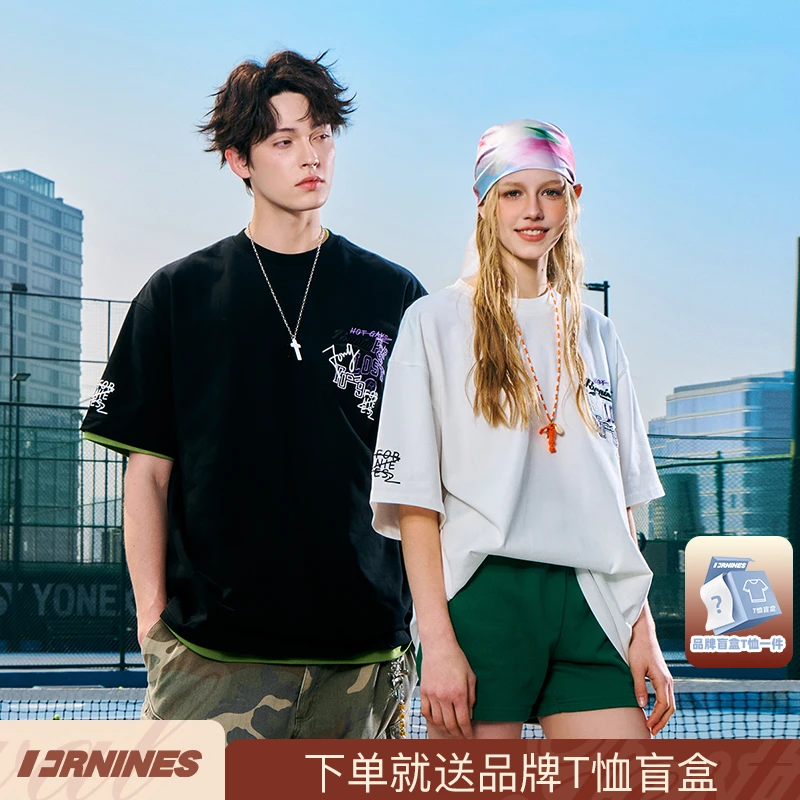 【拍一发二】FORNINES重磅刺绣T恤男女潮牌上衣美式短袖夏情侣半袖