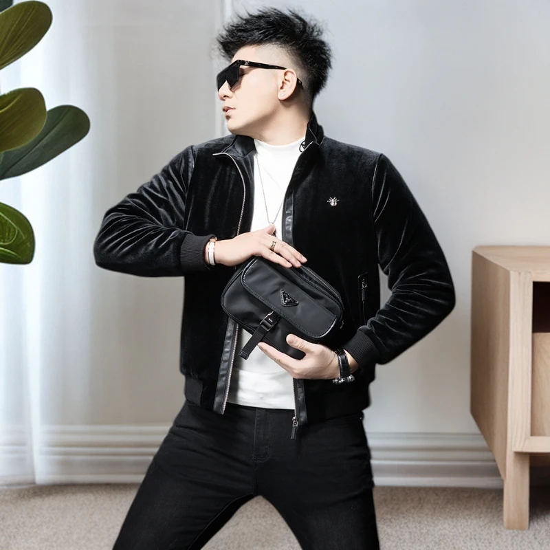 诺顿雷斯金丝绒棉衣外套男士新款冬季潮牌立领加棉保暖夹克棉服男