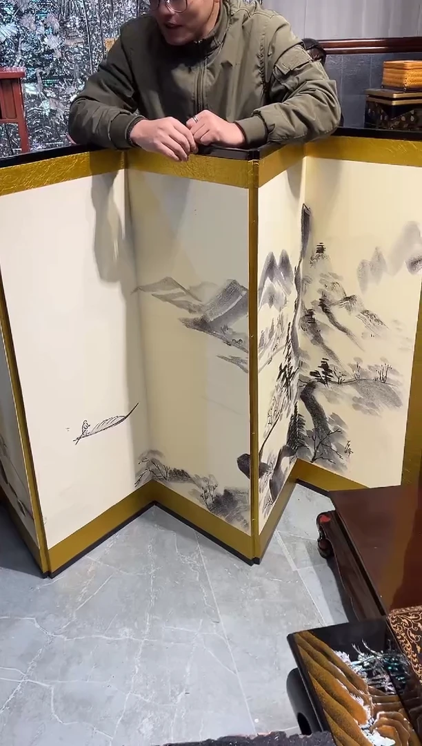 六扇纸质屏风 大漆漆器大漆漆器