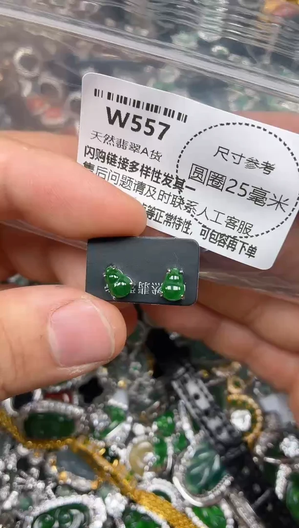 颈饰未镶嵌翡翠W557耳钉