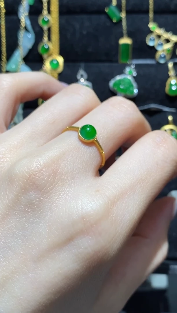【闪购商品】翡翠戒指18K金镶嵌戒指